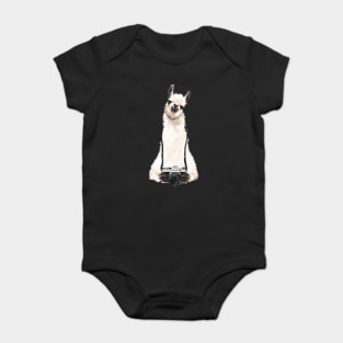 Llama the Photographer Baby Bodysuit